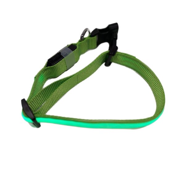 Masbrill Led Dog Collar Large Adjustable Reflective Nylon Lime Green Recharable - Picture 7 of 8